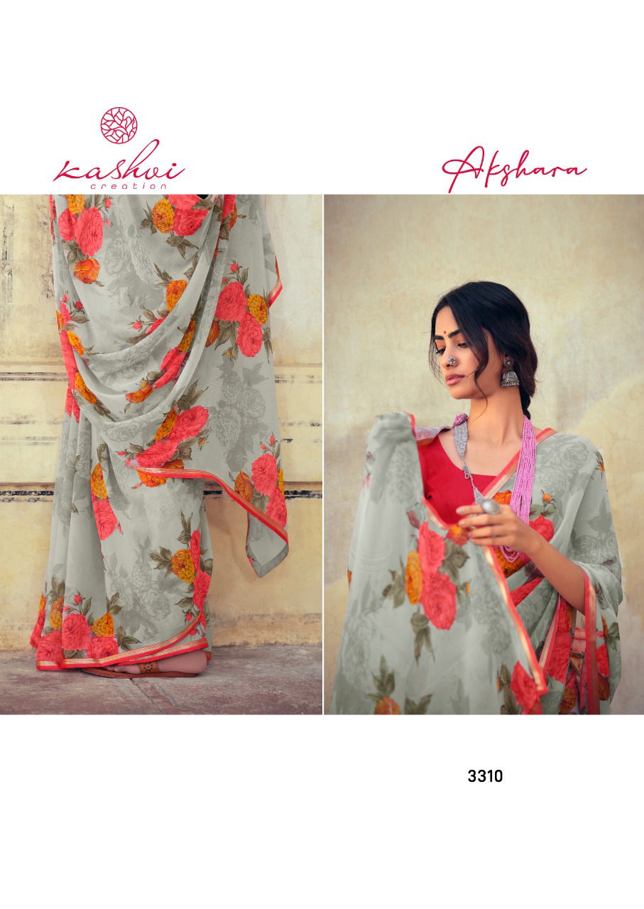 Kashvi Akshara Latest Fancy Designer Silk Casual Wear Chiffon Printed Saree Collection